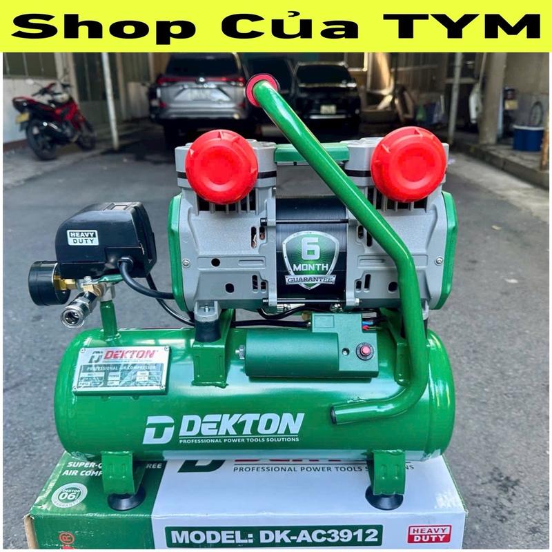 Máy hơi nén khí không dầu / 2.0Hp 12L / Dekton DK-AC3912 / lên  nhanh / áp 8bar / mortor đồng / chính hãng / bảo hành 06 tháng