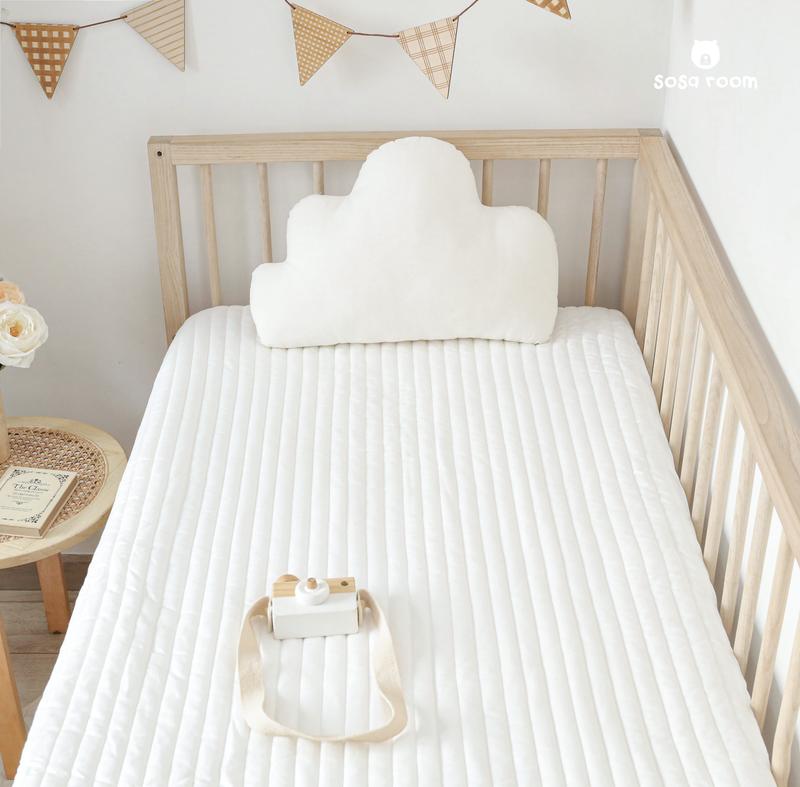 Product Introduction of Ga bọc nệm cho bé, cotton trần bông hữu cơ, màu trắng trơn, siêu mềm êm 14