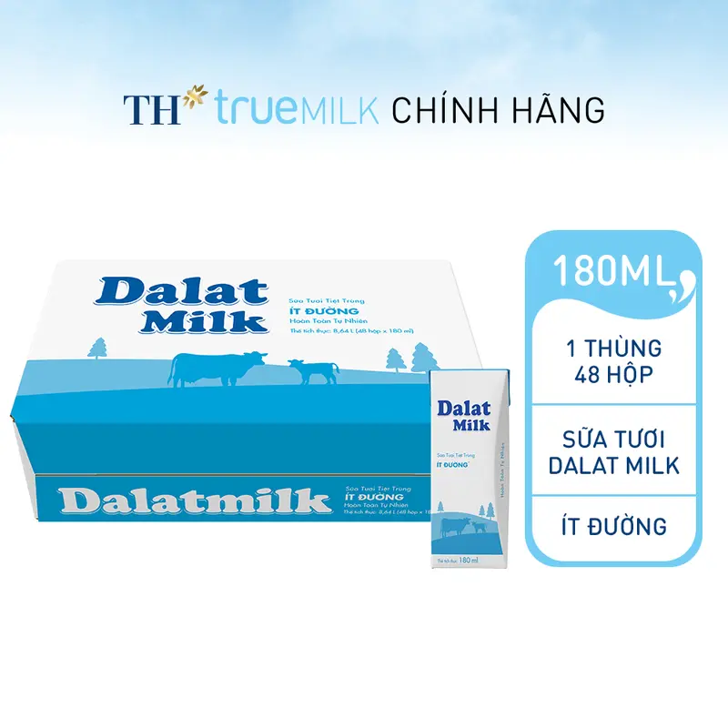 [Affiliate] Thùng 48 hộp sữa tươi tiệt trùng ít đường Dalatmilk 180ml (180ml x 48) 1