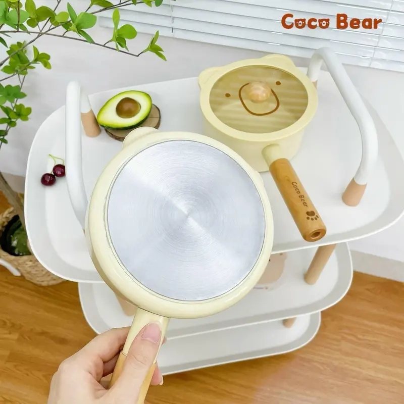 Bộ nồi chảo gấu Cocobear kèm thìa khuấy chống dính cho bé ăn dặm 2