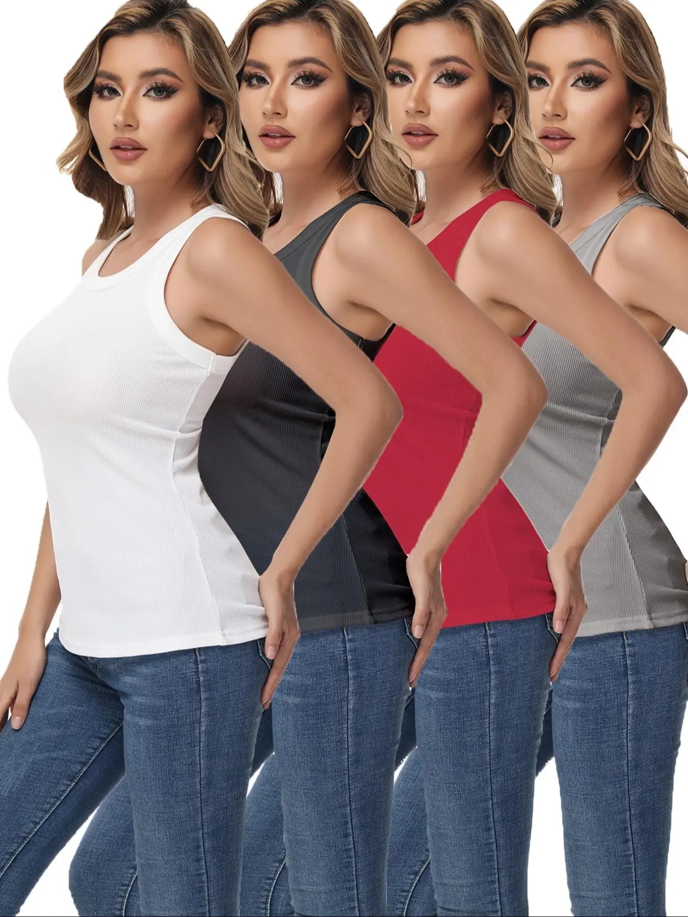 Women's Solid  Color Tank Top, Casual Sleeveless Top for Summer, Ladies Clothes for Daily Wear