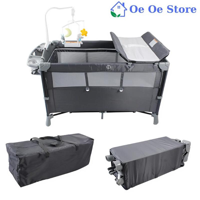 Nôi cũi vải cho bé, nôi em bé sơ sinh gấp gọn tiện lợi tặng kèm màn và đệm có bánh xe di chuyển, nôi vải đa năng gấp gọn