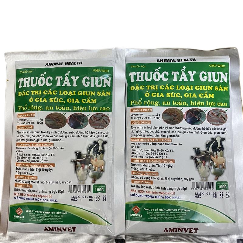 2 gói Thuốc tẩy giun, sổ giun sán cho gia súc, gia cầm (2 gói bột 200g) hiệu quả cao bio xổ lãi thuoc tay