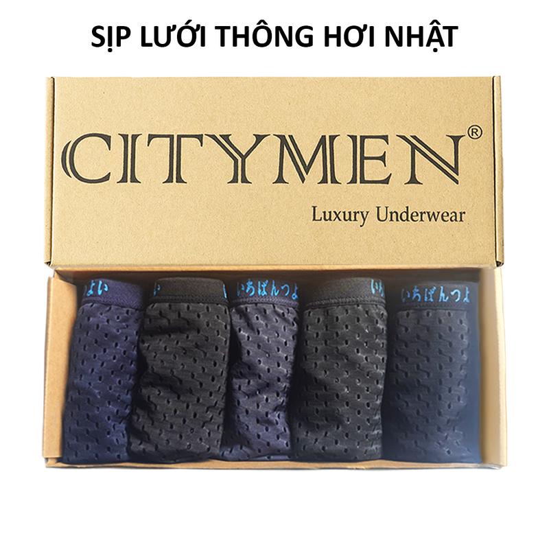 Hộp 5 quần sịp nam nhật chéo thông hơi sịp lưới thun lạnh có nhiều lỗ thoát khí thoáng mát quần lót nam mềm mịn Menswear Boxer Quần Boxer