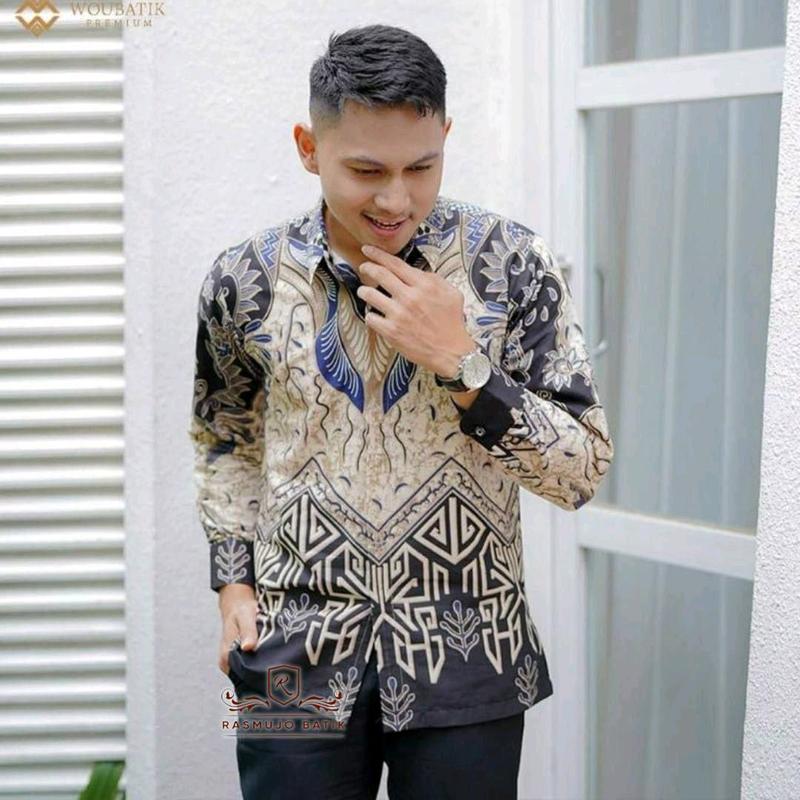 KEMEJA BATIK PRIA LENGAN PANJANG EXCLUSIVE,ATASAN BATIK COWOK TERBARU, KEMEJA Katun PRIA Motif Baju Batik Mewah 2