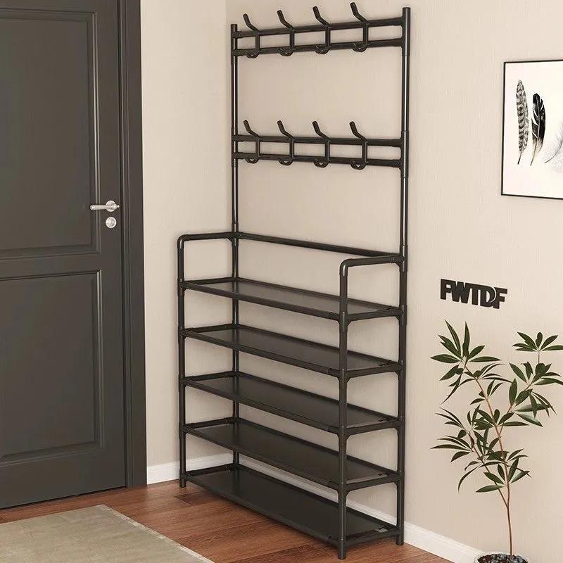 Product Introduction of Integrated Coat and Shoe Rack Multi-layer Household Entrance Floor-standing Clothes Rack Coat Rack Shoe Cabinet Entrance Simple Rental Room 1