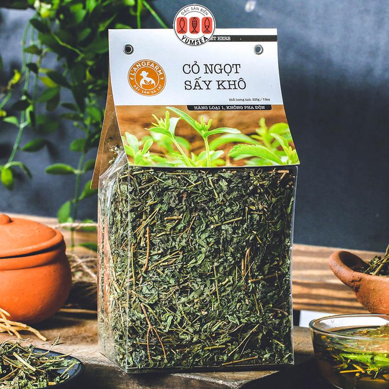 Product Introduction of Cỏ ngọt sấy khô, 225g, bịch, mẫu nhãn kẹp 0