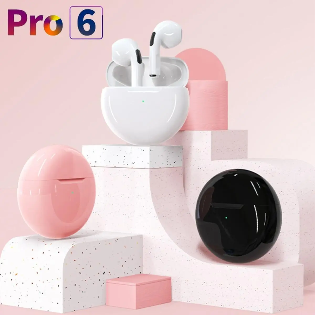 Original Pro6 Tws Wireless Bluetooth Headset 5.0 Bluetooth Earphones Sport Earbuds Smart Touch Music Headset For All Smartphones Audio Charging