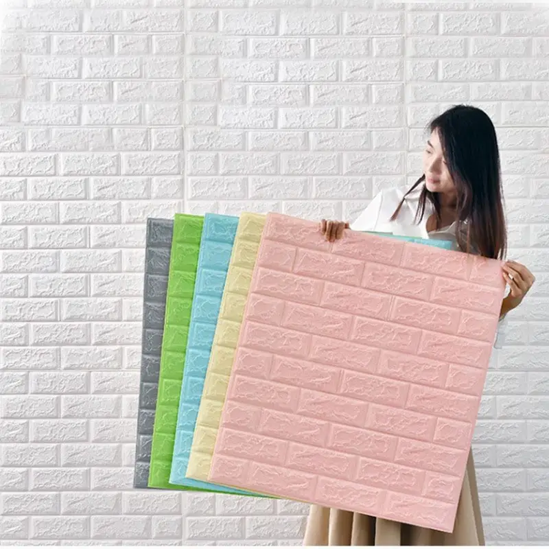 Xốp Dán Tường Trơn Giả Gạch 3D, Xốp Dán Tường Có Keo Sẵn Chống Thấm