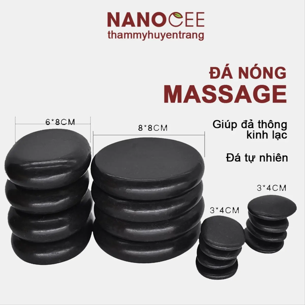 Đá Nóng Massage Body Oval 8x6cm, Tròn 8x8cm, Oval 5x6cm, Đá Bigsize 7x9cm Nữ