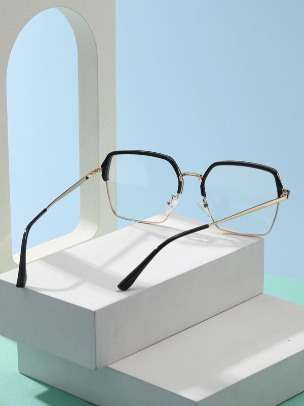 Simple Anti-blue Light Eyeglasses for Everyday Use, Basic Square Frame Fashion Eyeglasses for Women & Men, Fashion Eyeglasses for Daily Clothing Decor 7