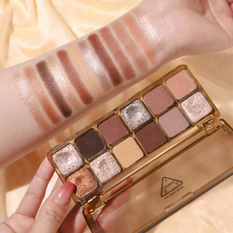 Bảng Phấn Mắt Kim Tuyến, Phong Cách Hàn Quốc, 12 Màu, Tông Màu Đất, Phấn Sắc Tố, Phấn Mắt Nhiều Màu, Lâu Trôi, Sản Phẩm Làm Đẹp 3