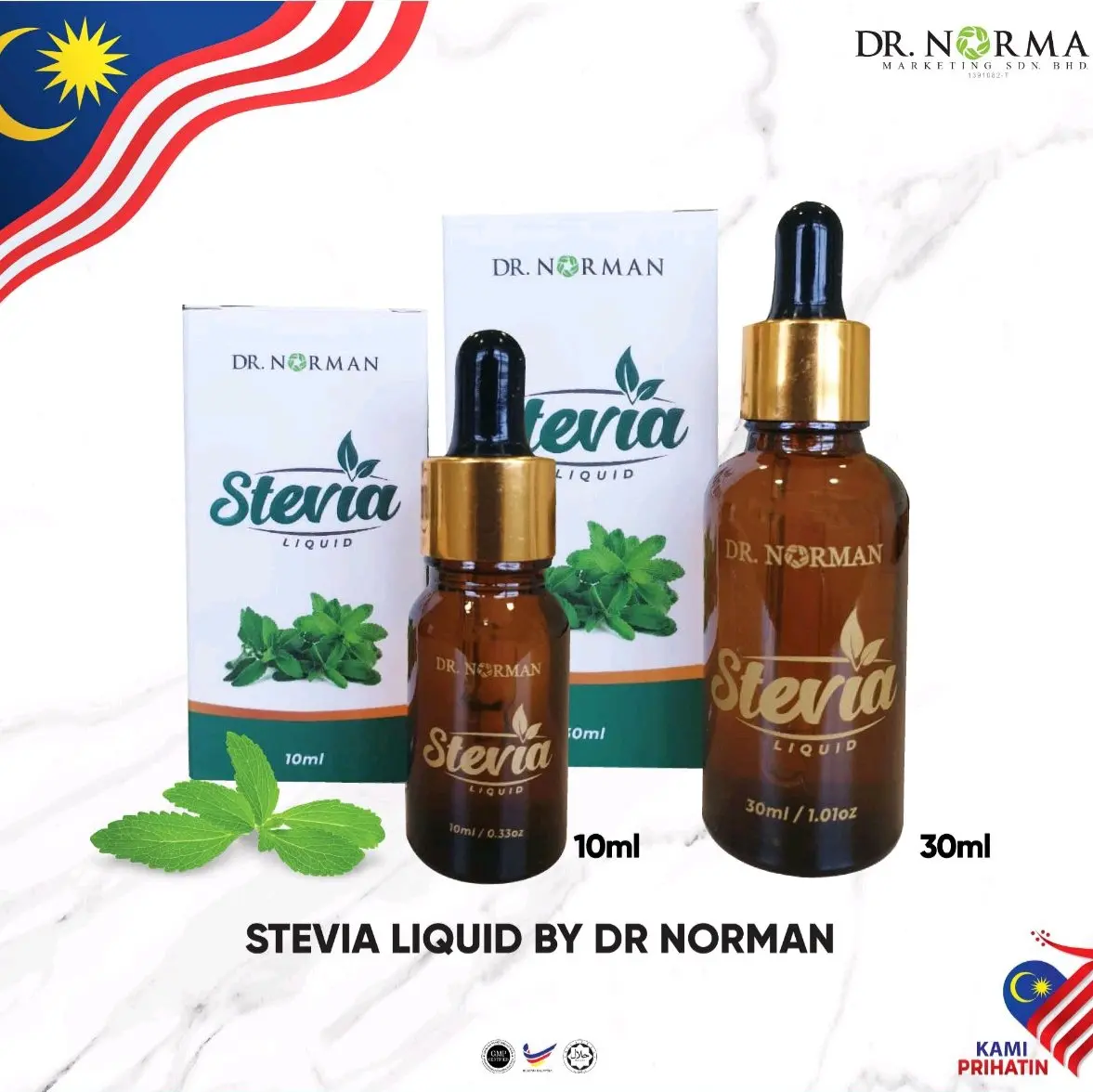 Dr Norman - Stevia Liquid 10ml/30ml Pemanis Semulajadi Bebas Gula
