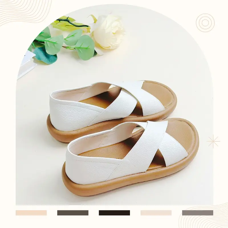 [FORM RỘNG LÙI 1 SIZE] Giày Sandal 3cm Hở Mũi Quai Chéo Chất Liệu Da Bò Thật H312 Pixie 4