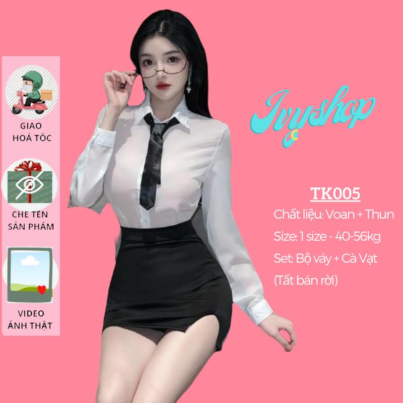Bộ Công Sở Nữ Thư Ký Đồ Ngủ Nữ Gồm Áo + Váy + Cà Vạt Tk005 Kèm Cà Vạt