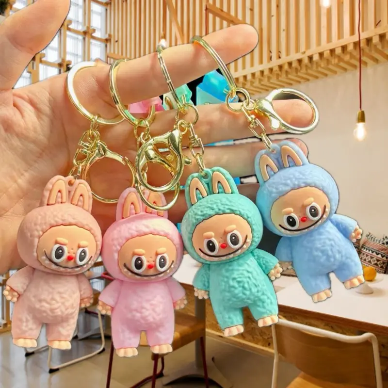 Mặt Dây Chuyền Móc Chìa Khóa Cừu Rab, Phong Cách Hoạt Hình, Búp Bê Silicon Labubu Dễ Thương, Thích Hợp Làm Móc Khóa Ba Lô Hoặc Xe Hơi, Tuyệt Vời Làm Quà Tặng 1