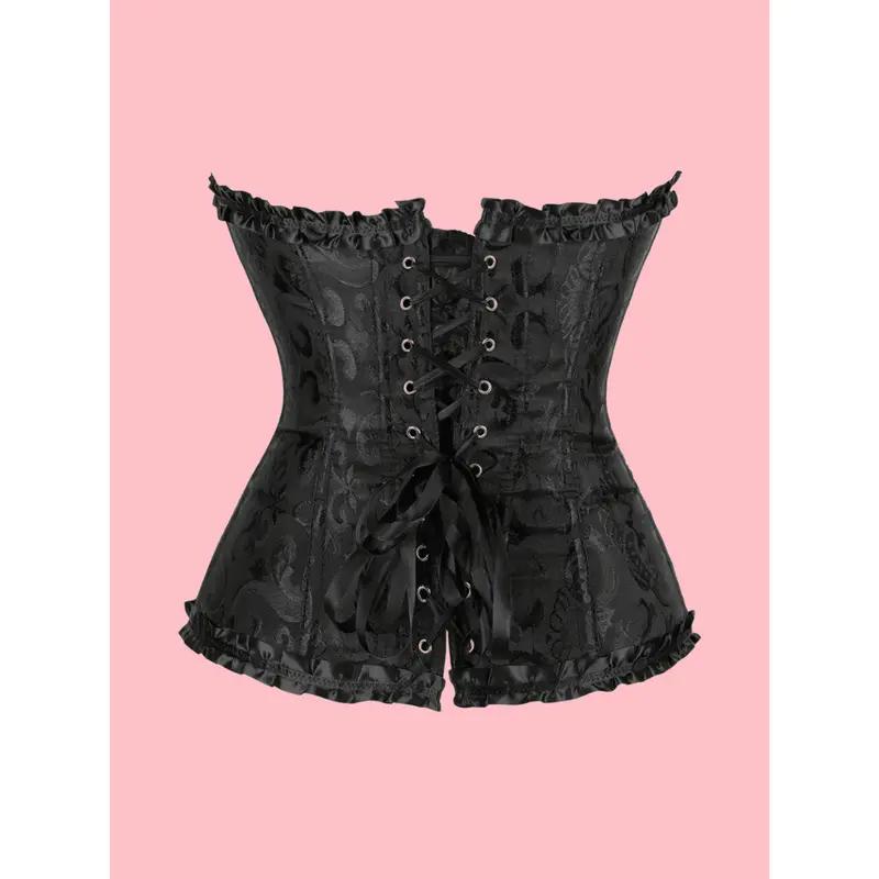 Palace Style Corset With Boning To Shape Waist And Push Up Bust, Sexy Jacquard Shapewear Top, Suitable For Wearing With A Dress, For Halloween Fabric Womenswear Clothes Costumes Day Festival Nightwear Sleeve Comfort Black 7