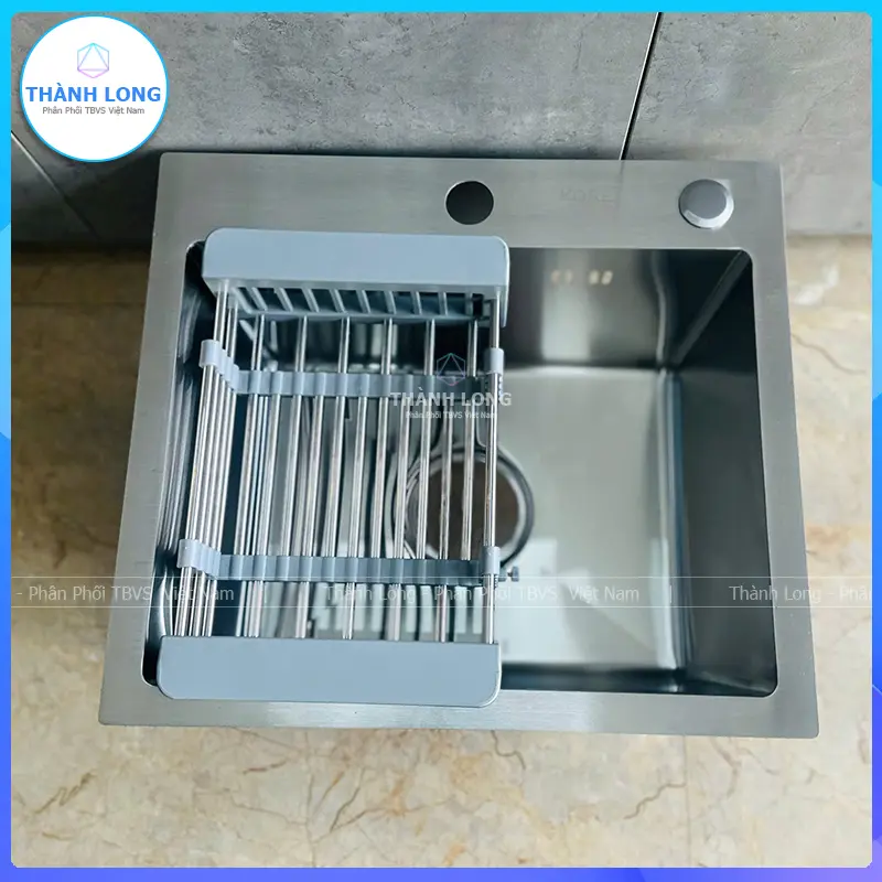 [45x40cm] Chậu Rửa Bát Inox 1 Hố Màu Inox Mờ Xước Cỡ Nhỏ, Bồn Rửa Bát 1 Hộc Inox 304 Cỡ Nhỏ 0