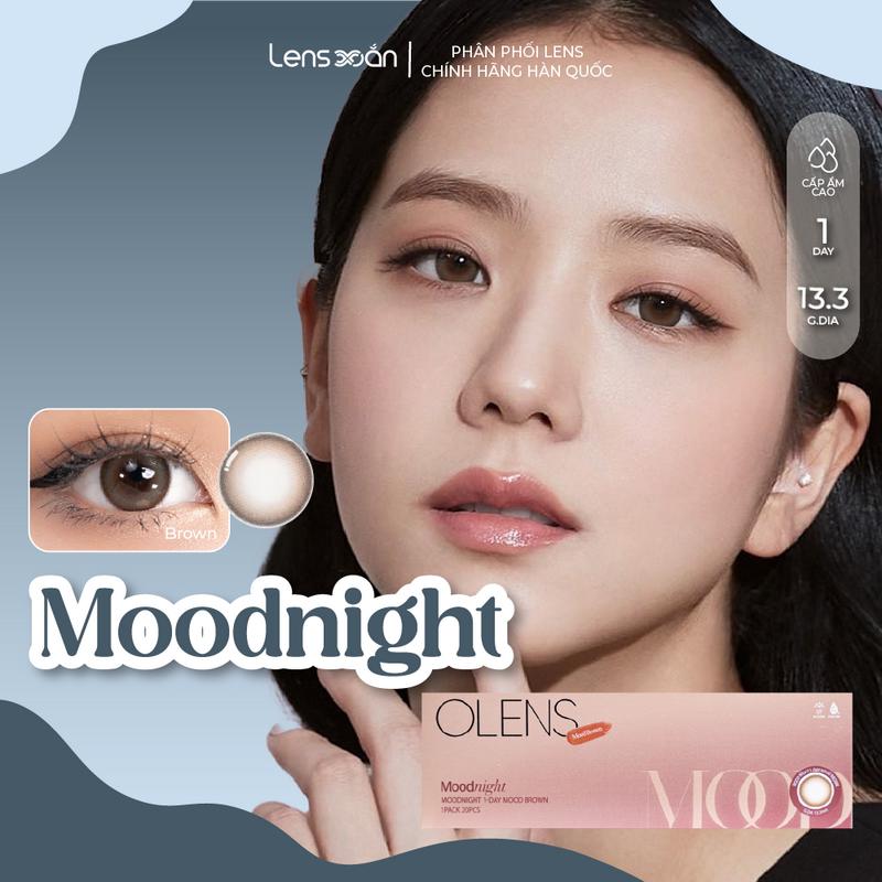 Kính áp tròng cận 1 ngày LENS XOẮN lens tự nhiên Jisoo BlackPink OLENS MOODNIGHT BROWN/ GRAY