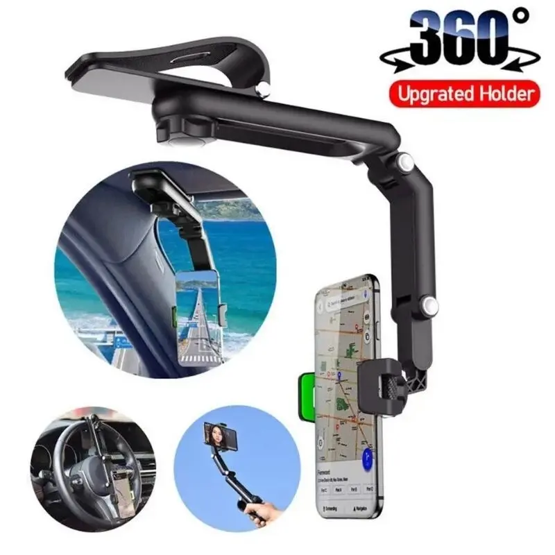 Multifunction Sun Visor Car Phone Holder 360 Degree Rotation Phone Holder Car Pemegang Telefon Kereta 360 Fon Holder Car