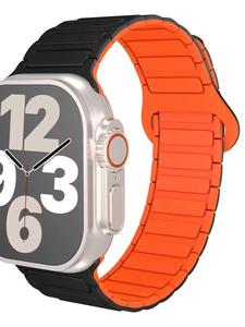 磁気シリコンApple Watchバンド、デュアルカラーストラップ、iWatchシリーズ5-8 SE Ultra用、男の子と女の子への完璧なギフト、耐久性のあるファッションアクセサリー