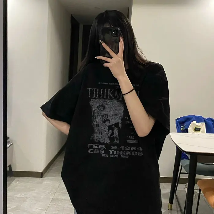Áo thun nữ vintage đen thời trang nữ bigsize unisex tee 100%cotton Top Women 2