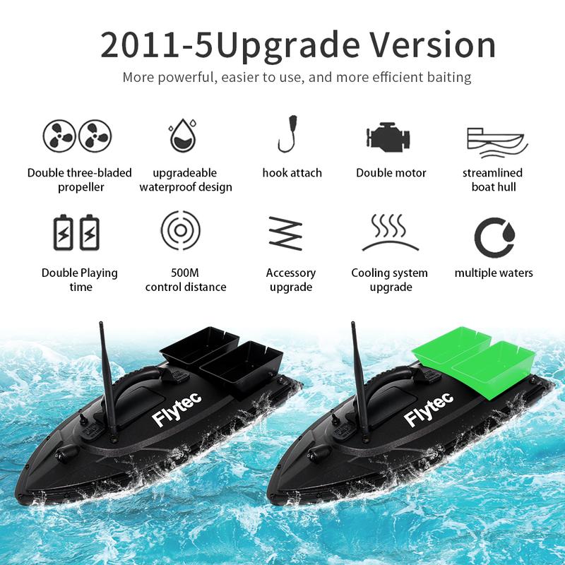 Product Introduction of Flytec 2011-5 500M Remote Control Carp Fishing RC Bait Boats 1.5 kg Loading Smart Fishing Hook Attach Tool Radio Control Toys 10