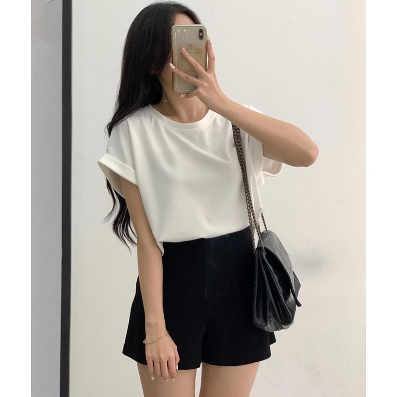  Áo phông nữ cổ tròn tổ ong tay hến gấp gấu thời trang nữ năng động Top Jean Đen 