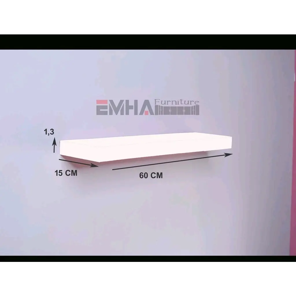RAK AMBALAN LEBAR 15 CM (P 60&50&40&30)/RAK GANTUNG/RAK STB/RAK DINDING PUTIH Dipasang di Dinding/ Anti selip/ rak murah/ rak bungah/ rak dapur/ rak minimalis/ rak isi 3/ rak settop box/ rak tv/ rak buku/ rak kamar/ rak tamu