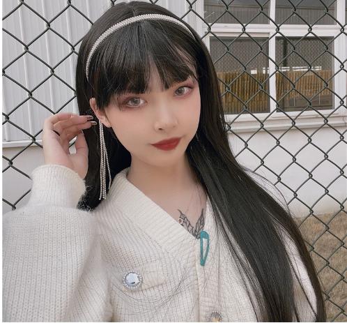 Wig Bando Mutiara Korean Version long hair 3