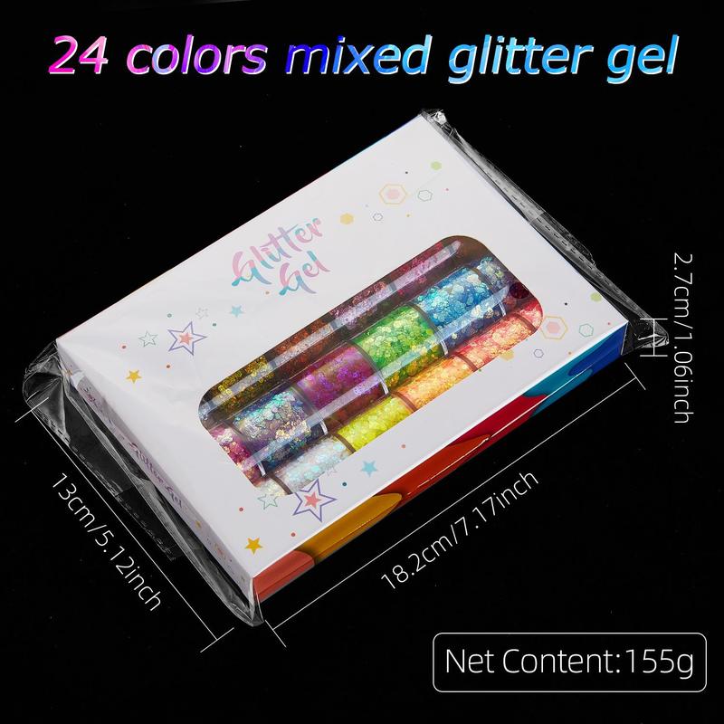 Product Introduction of 24 Color Body Makeup Glitter Gel, Long Lasting Shimmering Body Glitter Gel, Sparkling Makeup Products for Festival, Party, Cosmetic Gift for Girls & Women 1