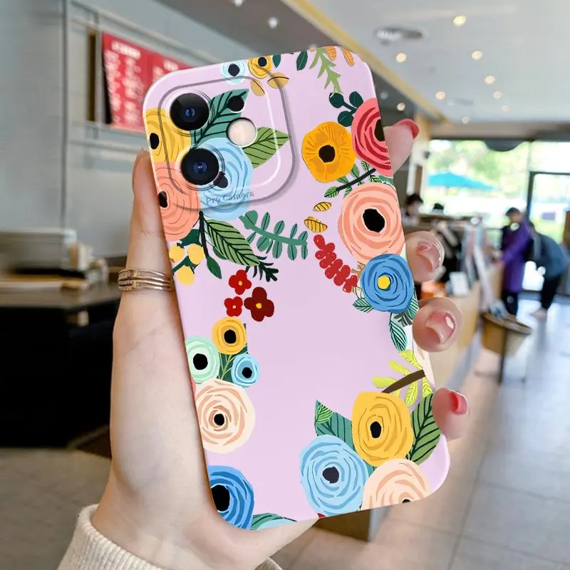 Case Hp For OPPO A7 A7n A16 A16s A5 2018 AX5 A15 A15s A31 2020 A16K A16e A53 2020 A54 A55 4G A59 A71 2017 2018 A74 4G A76 A9 2020 Silikon Full Lens Indah Floral Soft Cover Casing Hp