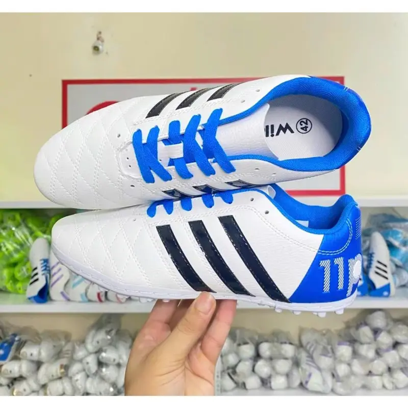 Giày Đá Bóng Wika Tony 11 Pro Chính Hãng,Giày Đá Banh Phong Cách Hiện Đại Trẻ Trung Màu Trắng Xanh,Giày Thể Thao Khâu Full Đế,Sneaker Soprt tập Thể Dục 3  sọc  toni  kroos 1
