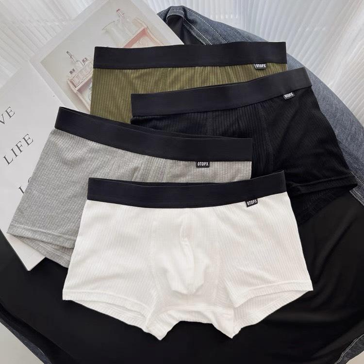 QUẦN LÓT NAM Dạng Boxer Chuẩn Basic Thun Lạnh Sọc Gân Cao Cấp Tôn Dáng