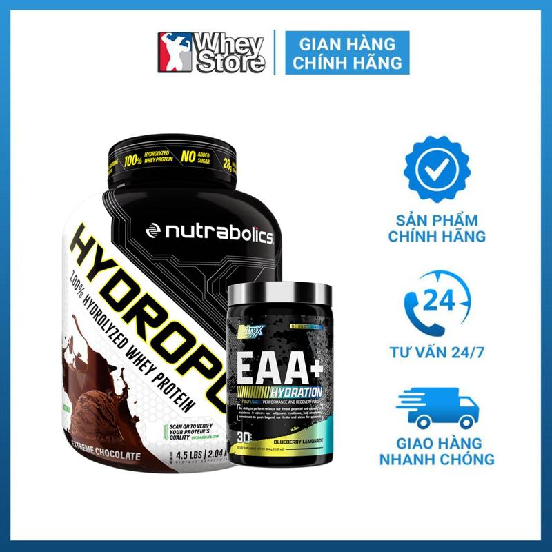Combo Bột Whey Protein Nutrabolics Hydropure 4.5lbs + Nutrex EAA Hydration 30 servings | WHEYSTORE