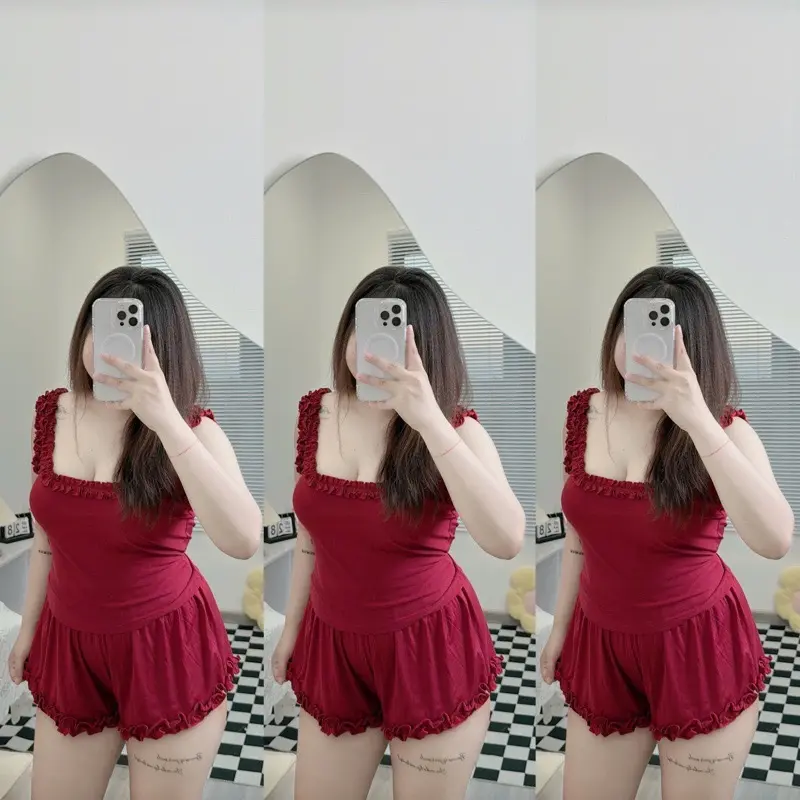[Bigsize] Bộ thun lụa Qc dây bèo + quần bèo bigsize 50-90kg 0