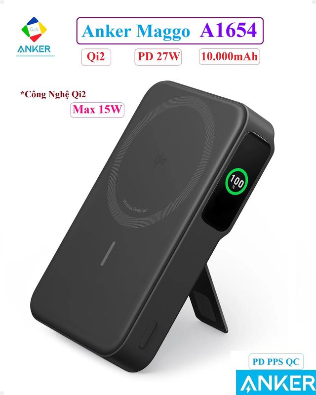 Pin Sạc Dự Phòng Anker Maggo A1654 27W 10000mAh | Chuẩn Qi2 15W | PD QC PPS | Tích hợp màn hình LED