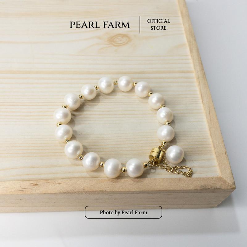 Lắc Tay Ngọc Trai Tròn Lớn Khoá Nam Châm Sang Trọng Pearl Farm 4