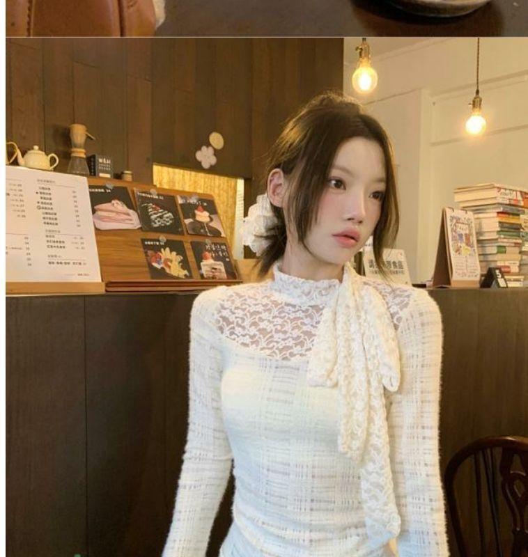 Product Introduction of Áo Ren Thiết Kế Phong Cách Pháp, Dành Cho Nữ, Dáng Ôm, Bộ Sưu Tập Thu Đông, Hàng Mới Về 2024, Dễ Thương Và Gợi Cảm, Áo Mặc Trong Giấu Kín Sơ Mi Women Top 23