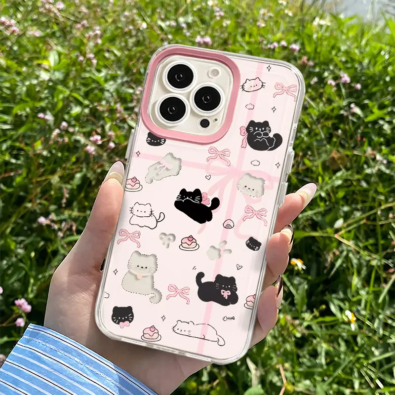 Ốp Điện Thoại Họa Tiết Mèo Đen, Thiết Kế Sang Trọng Và Thời Trang, Tương Thích Với iPhone 16 Pro Max, 11, 12, 13, 14, 15, XR, X, XS Max, 7, 8 Plus, SE2020, Chất Liệu TPU, Trong Suốt, Bao Gồm Tất Cả, Ốp ốp Mềm Silicon Chống Trượt, Giá Cả Phải Chăng 5