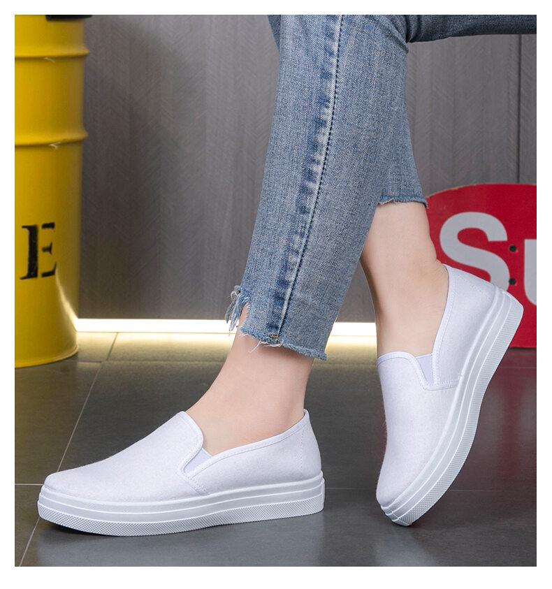 Product Introduction of Comfortable lace up women's flat shoes White non-slip rubber sole comfortable nursing shoes comfortable slip on sneakers 9