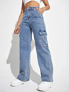 Highwaist Celana Cargo Jeans Kulot loose Jeans HW Kulot Cargo Jeans Panjang Tebal celana korean style
