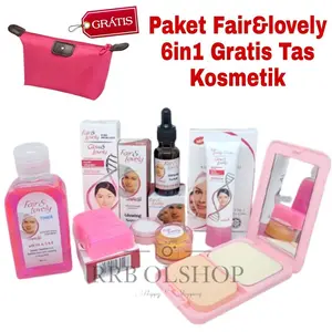 ( GRATIS TAS ) Paket Super Lengkap Fair & Lovely 6in1 ( Pelembab - Cream Siang Dan Malam - Bedak Fair - Toner - Serum Glowing - Sabun Wajah ) Paket Glow&Lovely Lengkap