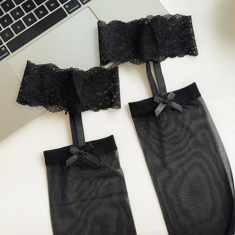 Product Introduction of Tất Đùi Ren, Đồ Lót Gợi Cảm Của Phụ Nữ, Tất Dài Ren JK Lolita Y2k Nhật Bản Màu Đen, Thích Hợp Cho Bé Gái, Tất Dài, Bữa Tiệc Câu Lạc Bộ, Tất Qua Đầu Gối 17