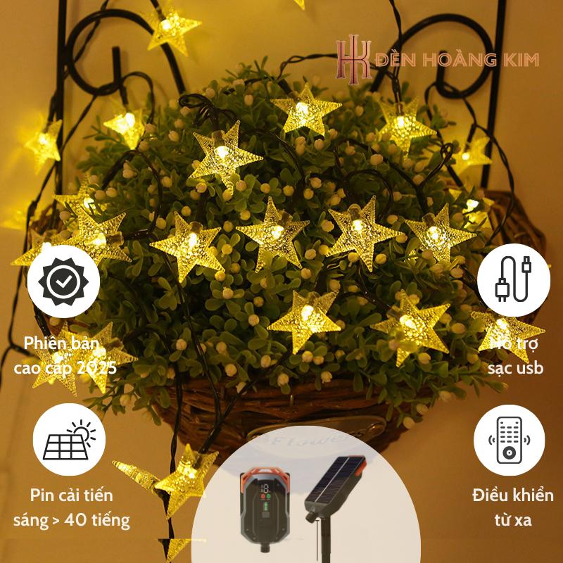 Đèn Led Trang Trí Năng Lượng Mặt Trời Hình Ngôi Sao 12m Gồm 100 Bóng - Ánh Sáng Vàng