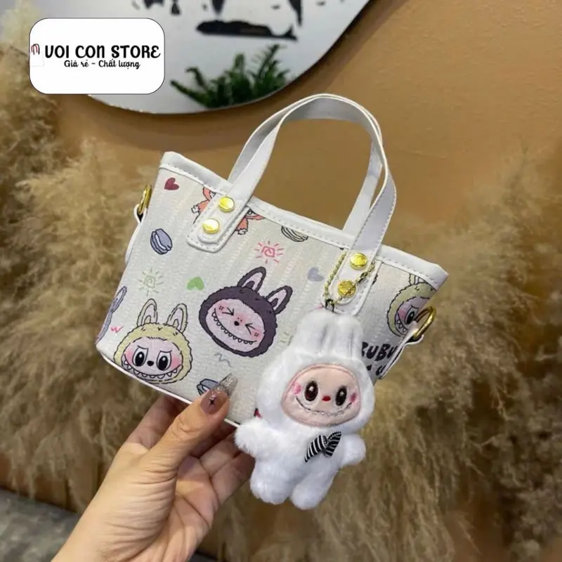 Túi xách nữ, túi đeo chéo size 18cm dáng làn in hình LABUBU xinh xắn V74 6