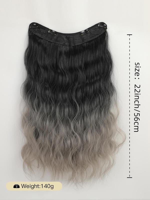 22 Inch Ombre Long Wavy Clip-in Hair Extensions for Daily, Cosplay, Anime or Costume Party, Striking Natural Fluffy Hair Wigs Without Bangs for Daily & Party Hairstyle Decoration 2
