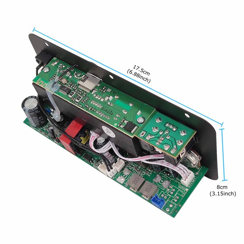 Product Introduction of 220v 12v 24v Digital Bluetooth 5.0 Karaoke Amplifier Board HiFi Stereo Subwoofer Dual Microphone Amplifiers For 8-12 Inch Speaker 47