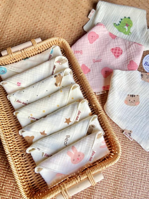   Set 10  Khăn yếm xô tam giác Organic Muslin sợi tre 4 lớp Xô Muslin Cho Bé yếm  dãi  cho  bé  trai 