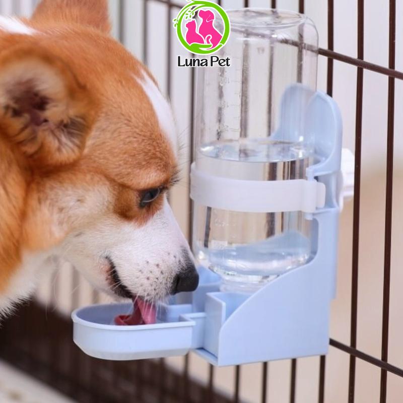 Bình nước gắn chuồng cho chó mèo tự động, bát ăn chó mèo thỏ thú cưng gắn lồng 2 chiều trong ngoài 500ml